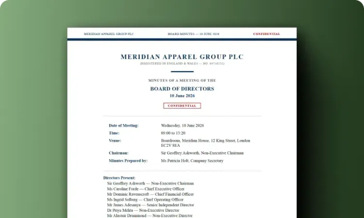 Board Resolution & Minutes